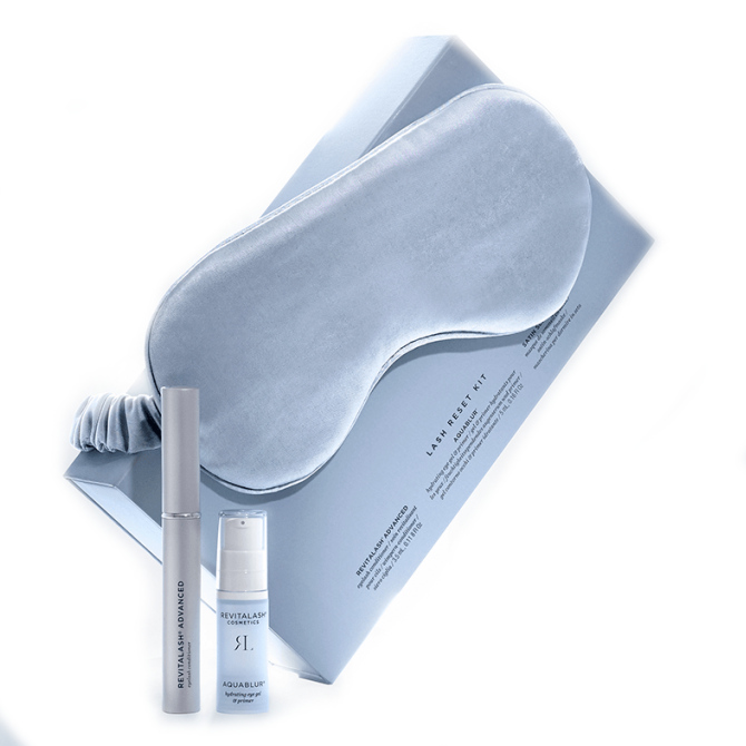 Revitalash Lash Reset Kit zestaw: odżywka pobudzająca wzrost rzęs, 3,5ml + dwufunkcyjny żel nawilżający, 5 ml + satynowa maska do spania, 1 szt.
