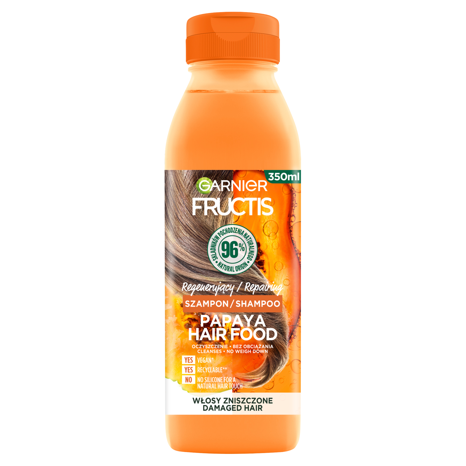 Garnier Fructis Papaya Hair Food regenerujący szampon do włosów, 350 ml