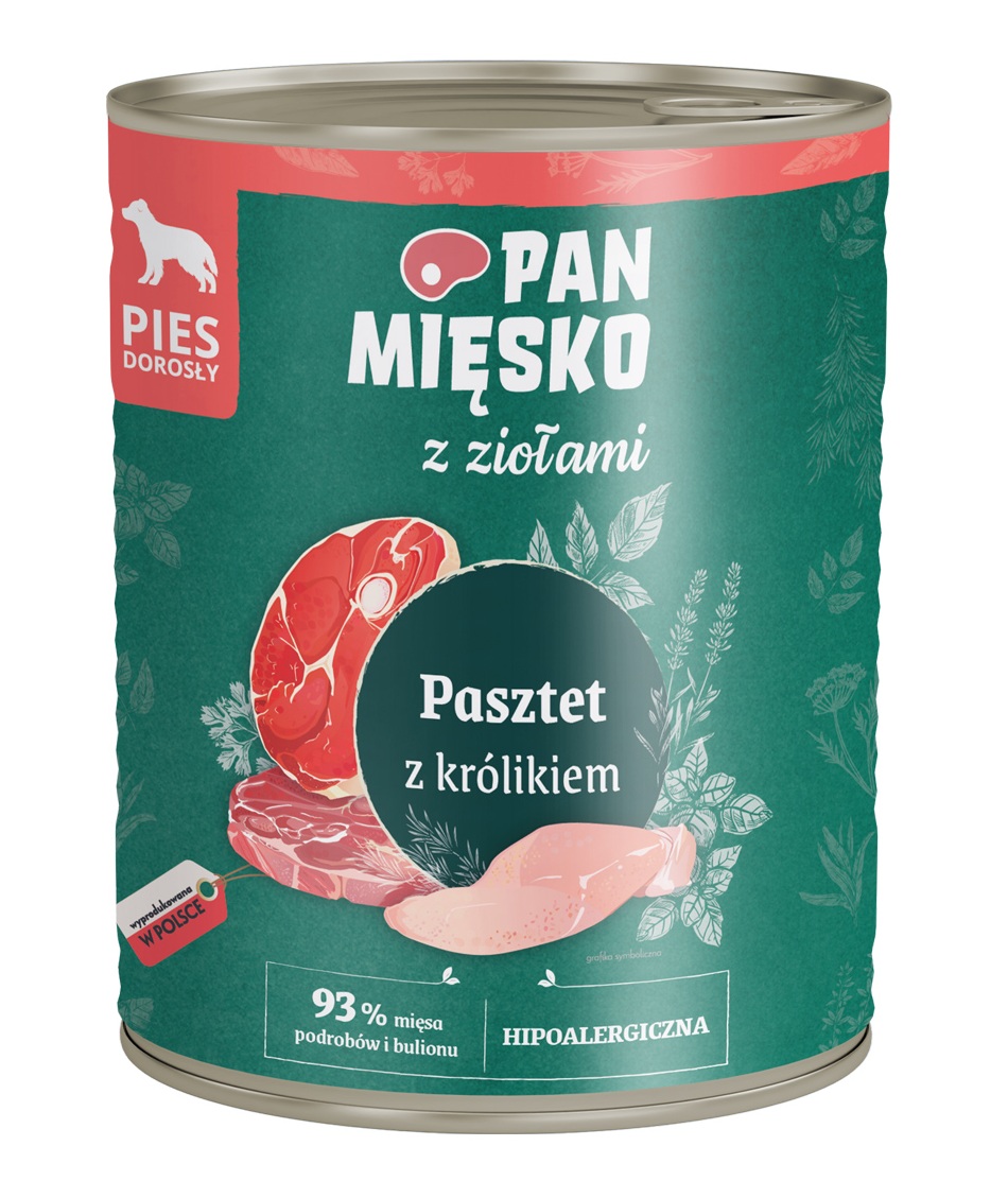 PAN MIĘSKO z ziołami Pasztet z królikiem dla psów 800 g