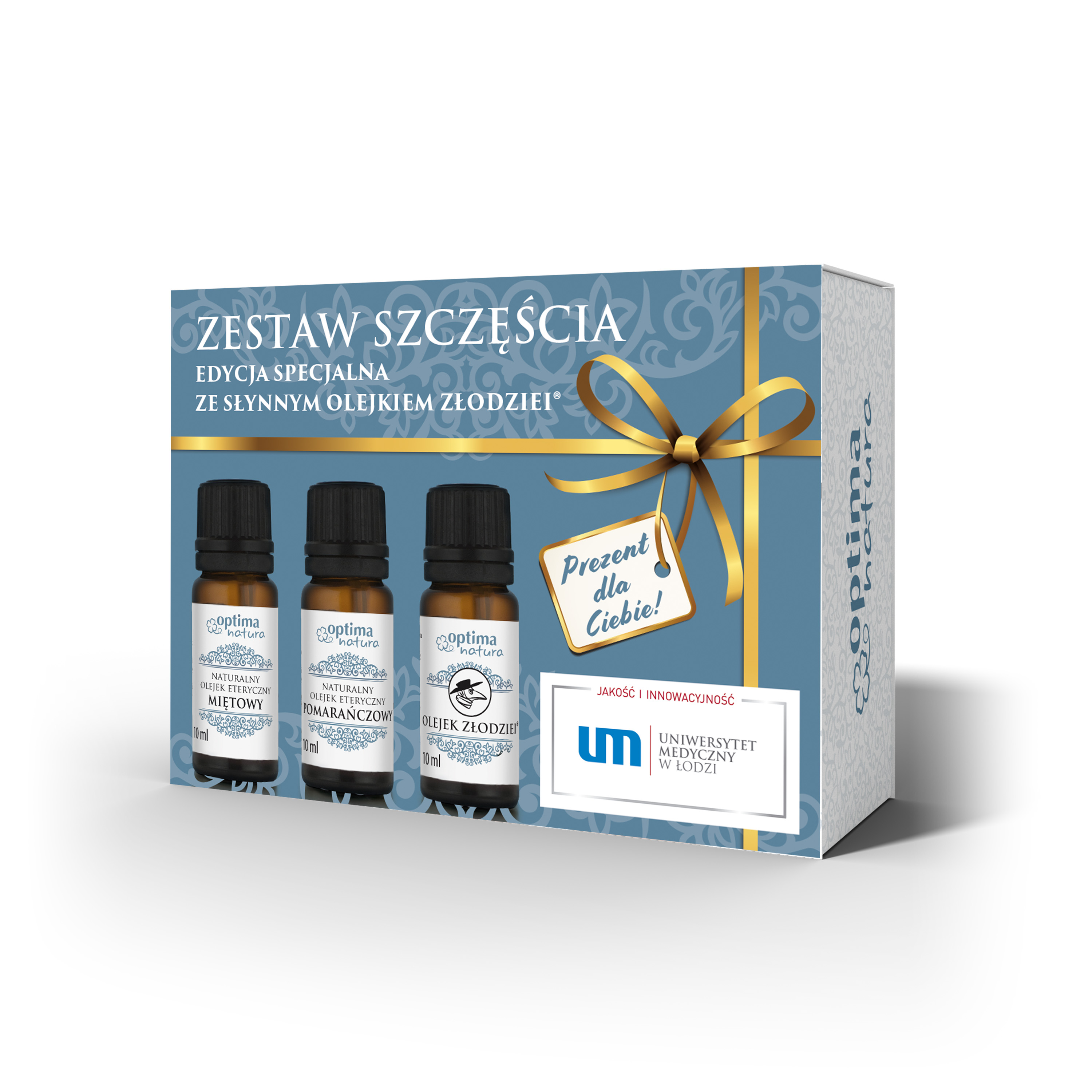 Optima Natura zestaw szczęścia: olejek Miętowy, 10 ml + olejek Złodziei, 10 ml + olejek Pomarańczowy, 10 ml