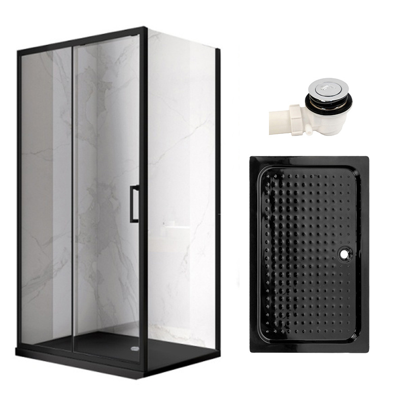 KABINA PRYSZNICOWA PROSTOKĄTNA Z BRODZIKEM KZ103B/SXL03D CZARNA/CZARNY 110x80 CM