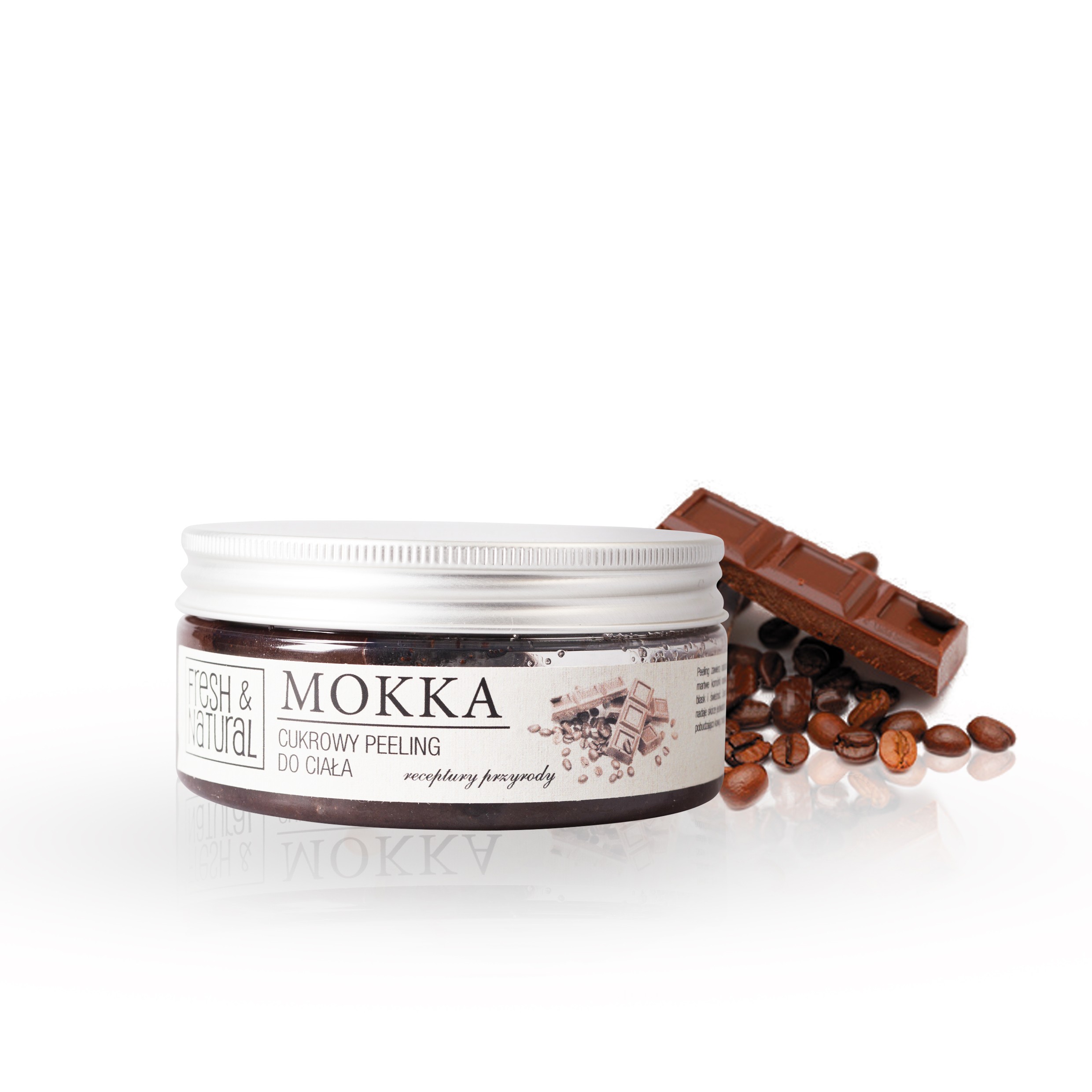 Fresh & Natural peeling cukrowy do ciała mokka, 250 g