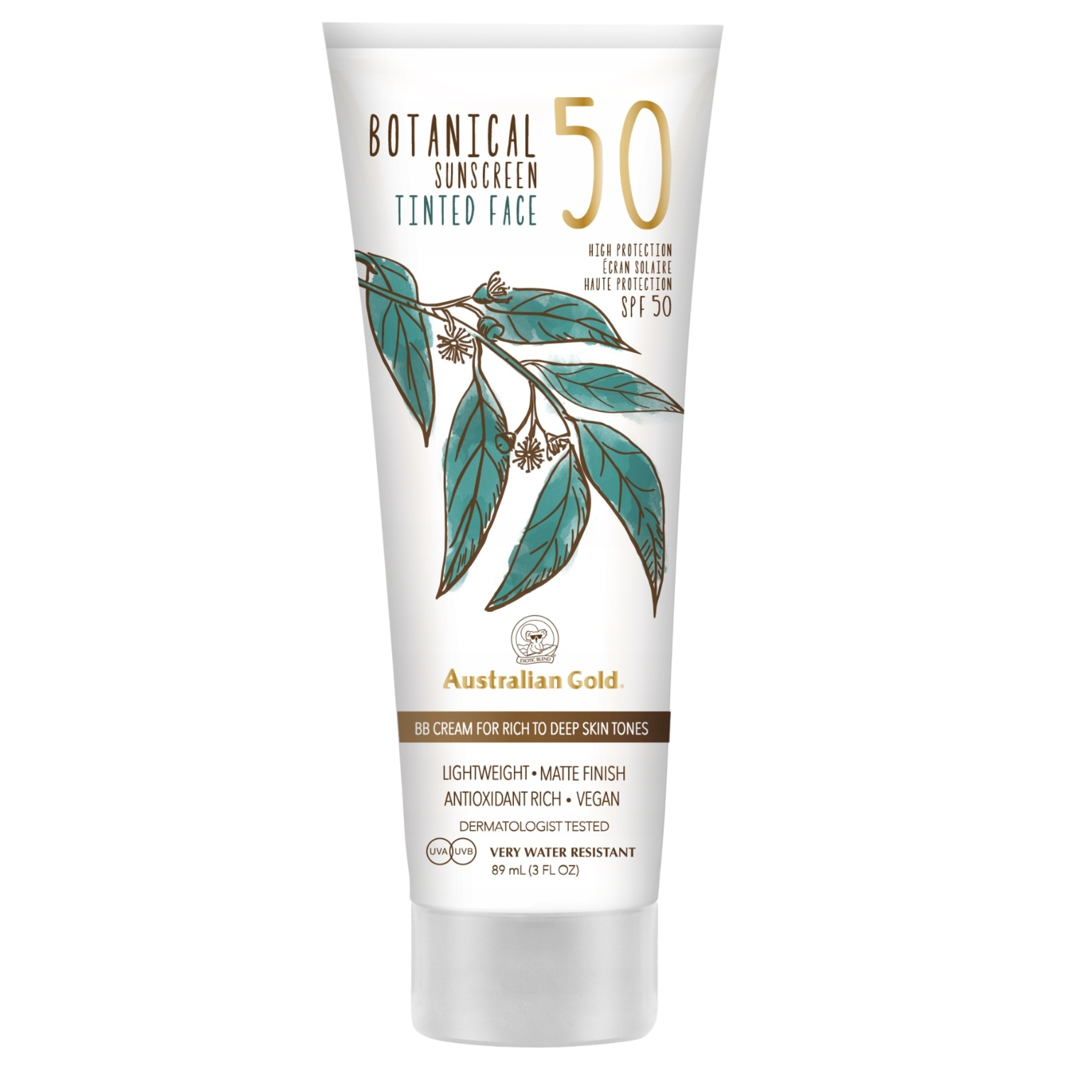 Australian Gold krem BB ciemny odcień ochrona przed słońcem SPF50, 89 ml