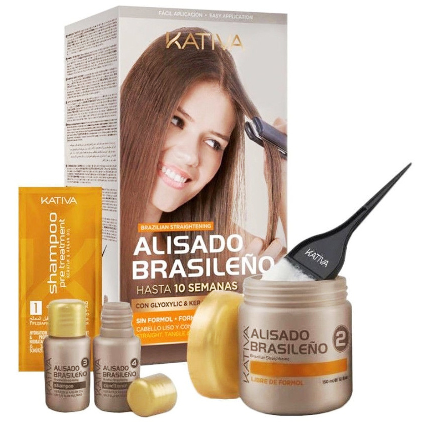 Kativa Alisado Brasileno Brazilian Straightening zestaw do keratynowego prostowania włosów: szampon przed zabiegiem, 15 ml + szampon po zabiegu, 30...