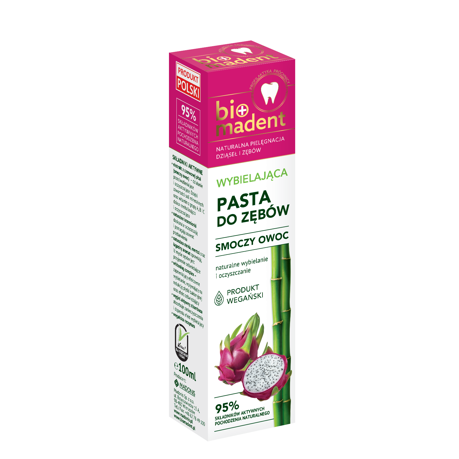 BIO MADENT wybielająca pasta do zębów, Smoczy Owoc, 100 ml