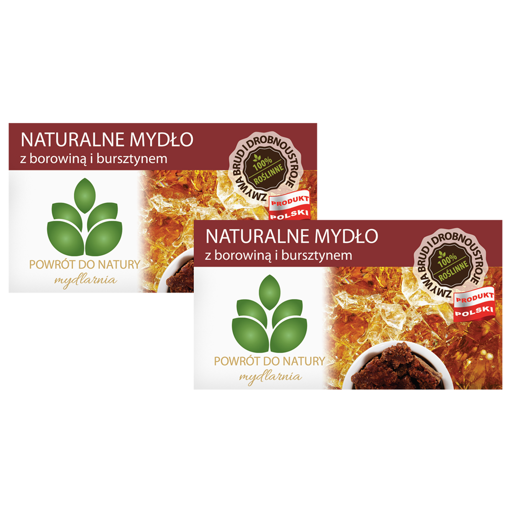Powrót do natury 100 % roślinne naturalne mydło z borowiną i bursztynem, 2 szt.