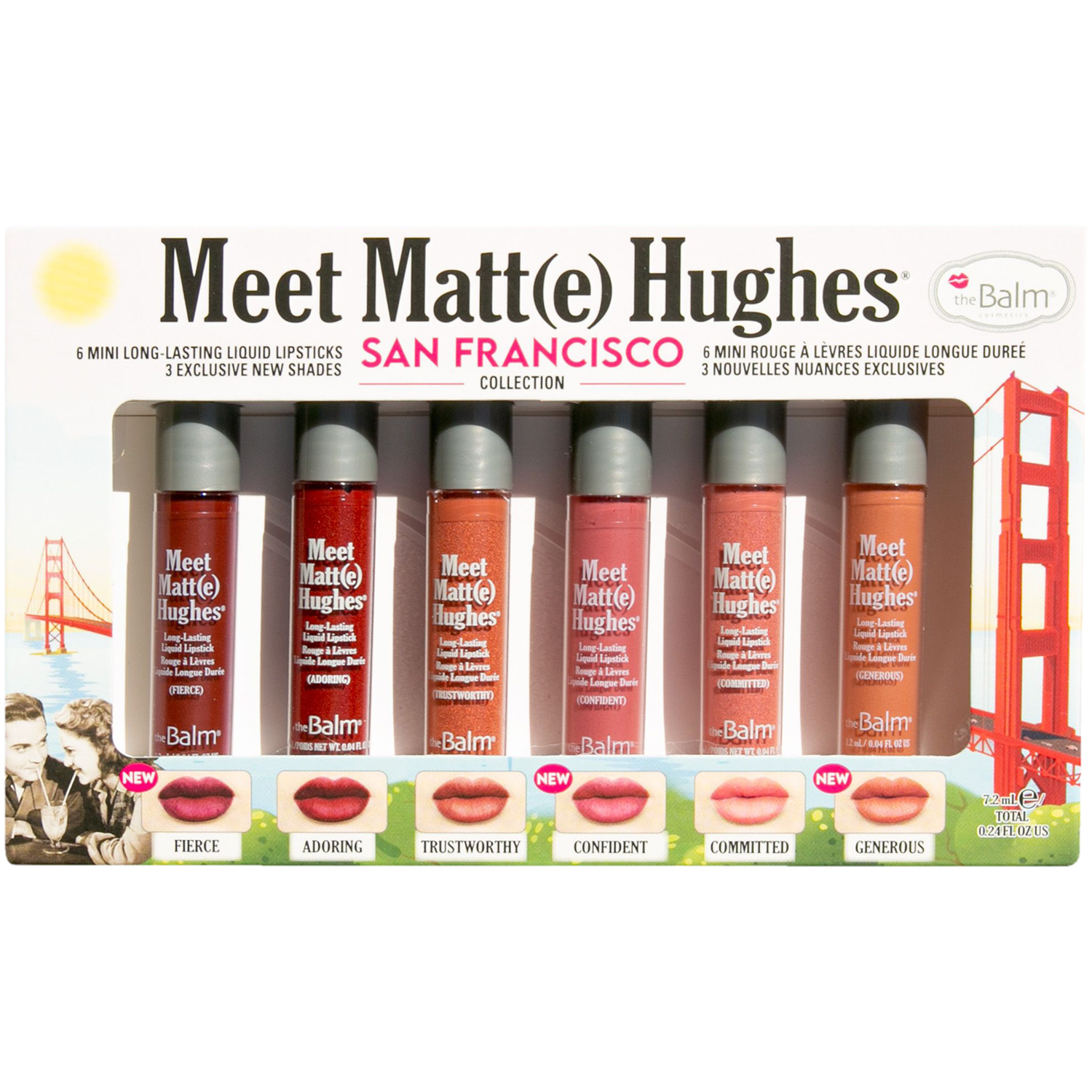 The Balm Meet Matt(e) Hughes zestaw San Francisco: mini pomadka w płynie do ust, 6x1,2 ml