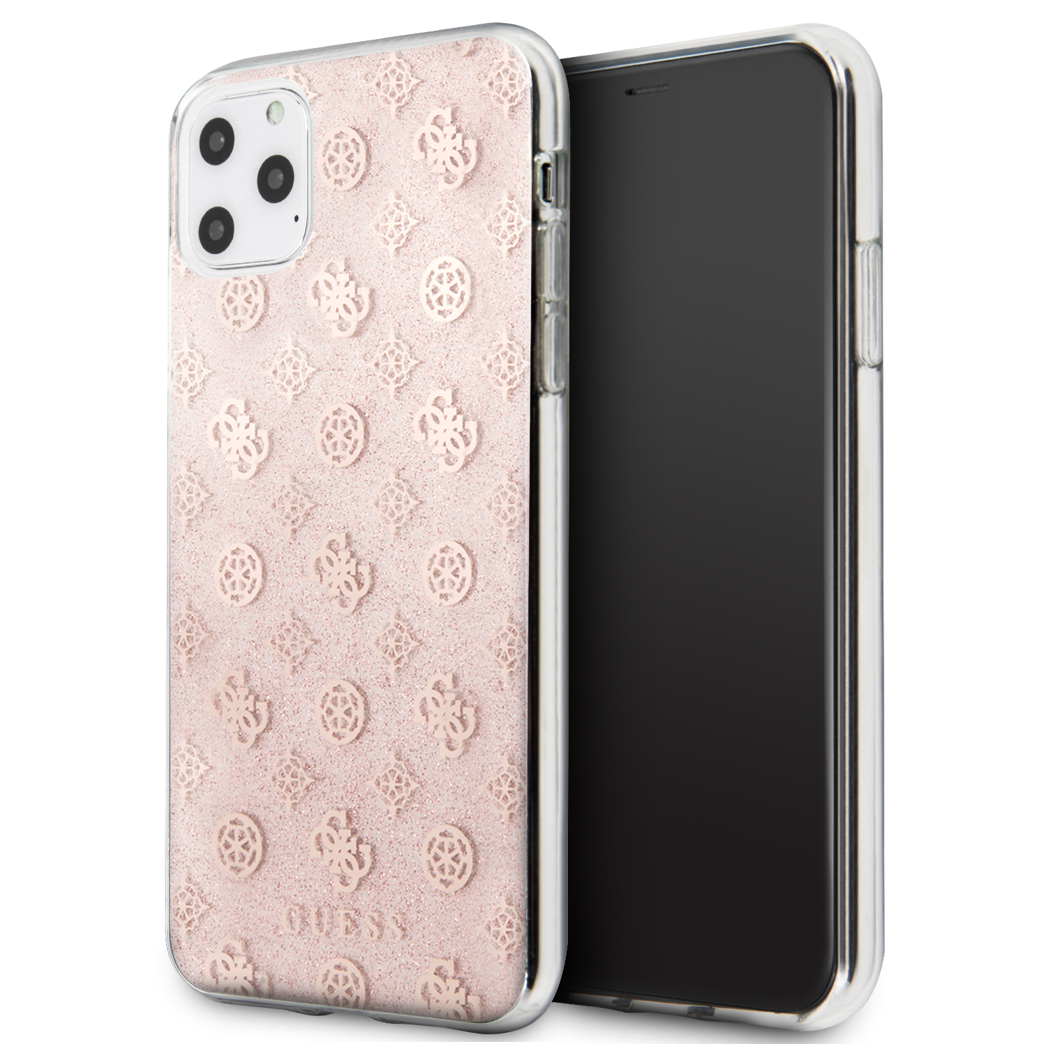 Guess Solid Peony Glitter Pink - etui dla iPhone 11 Pro Max