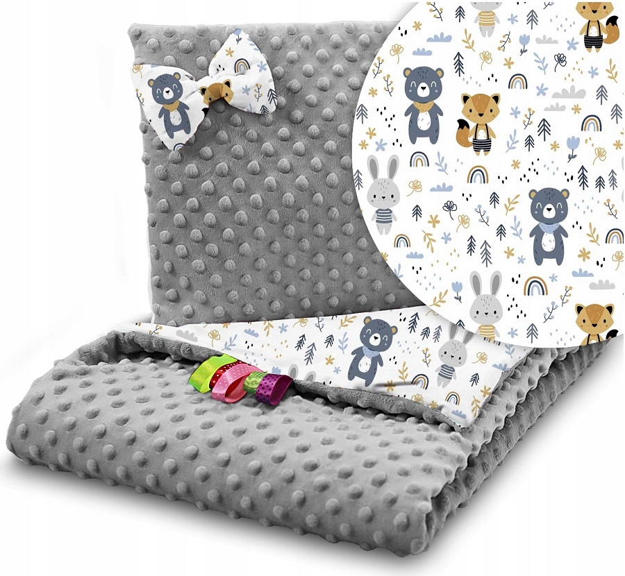 Babymam komplet do wózka minky kocyk + poduszka