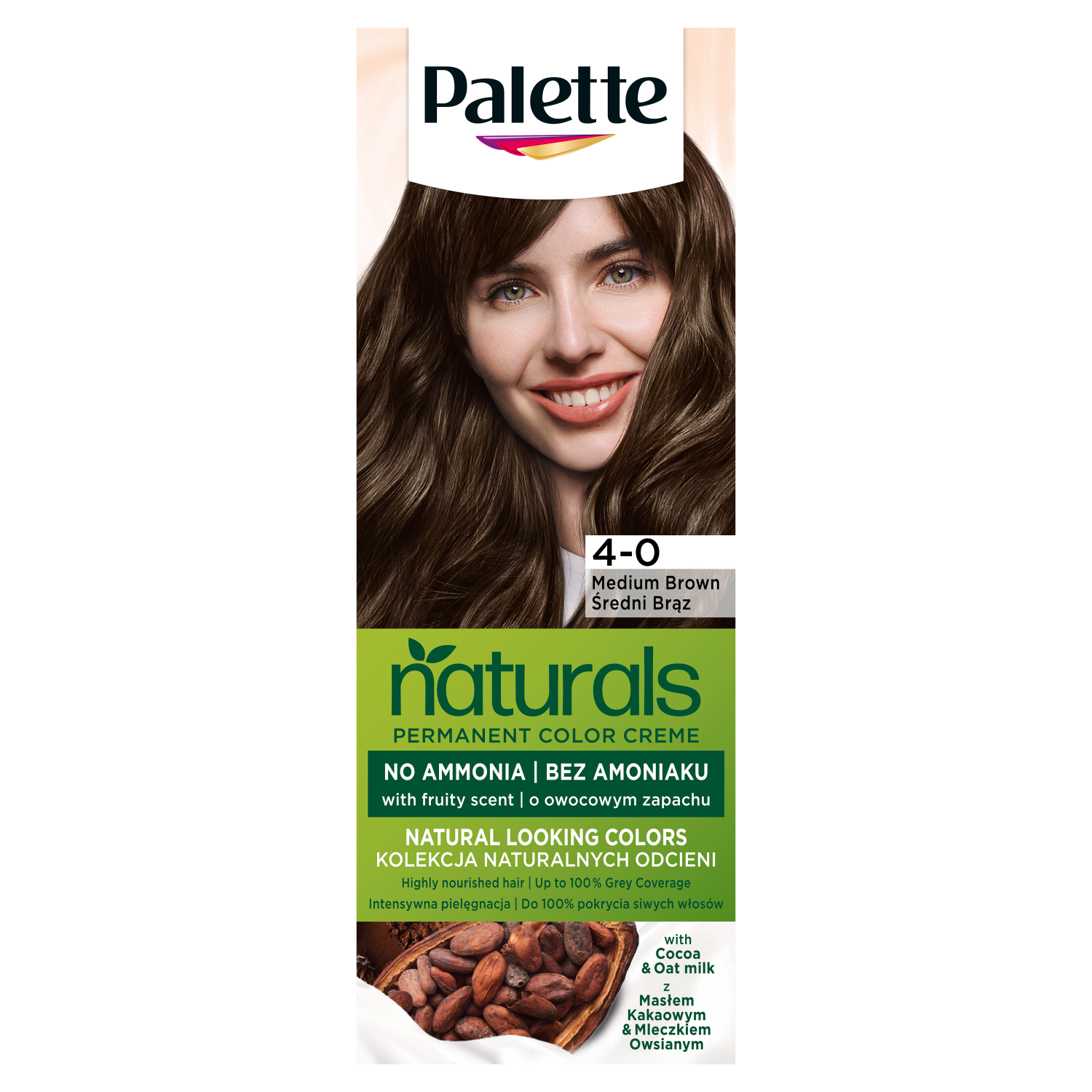 Palette Permanent Naturals Color Creme farba do włosów trwale koloryzująca 4-0 (700) średni brąz, 1 opak.