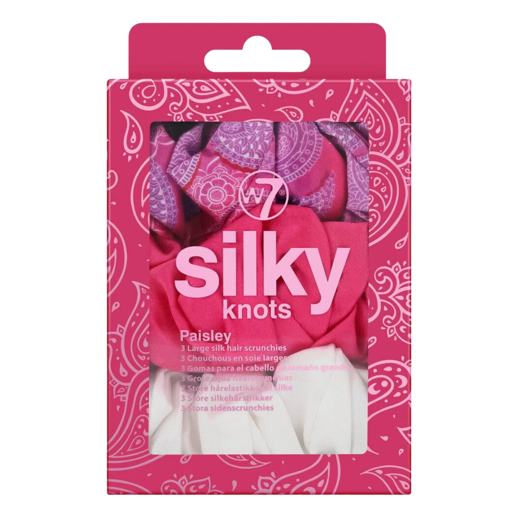 W7 Silky Knots jedwabne gumki do włosów Paisley, 3 szt./1 opak.
