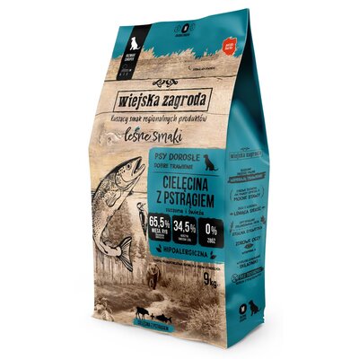 Karma dla psa WIEJSKA ZAGRODA Cielęcina z pstrągiem M 9 kg