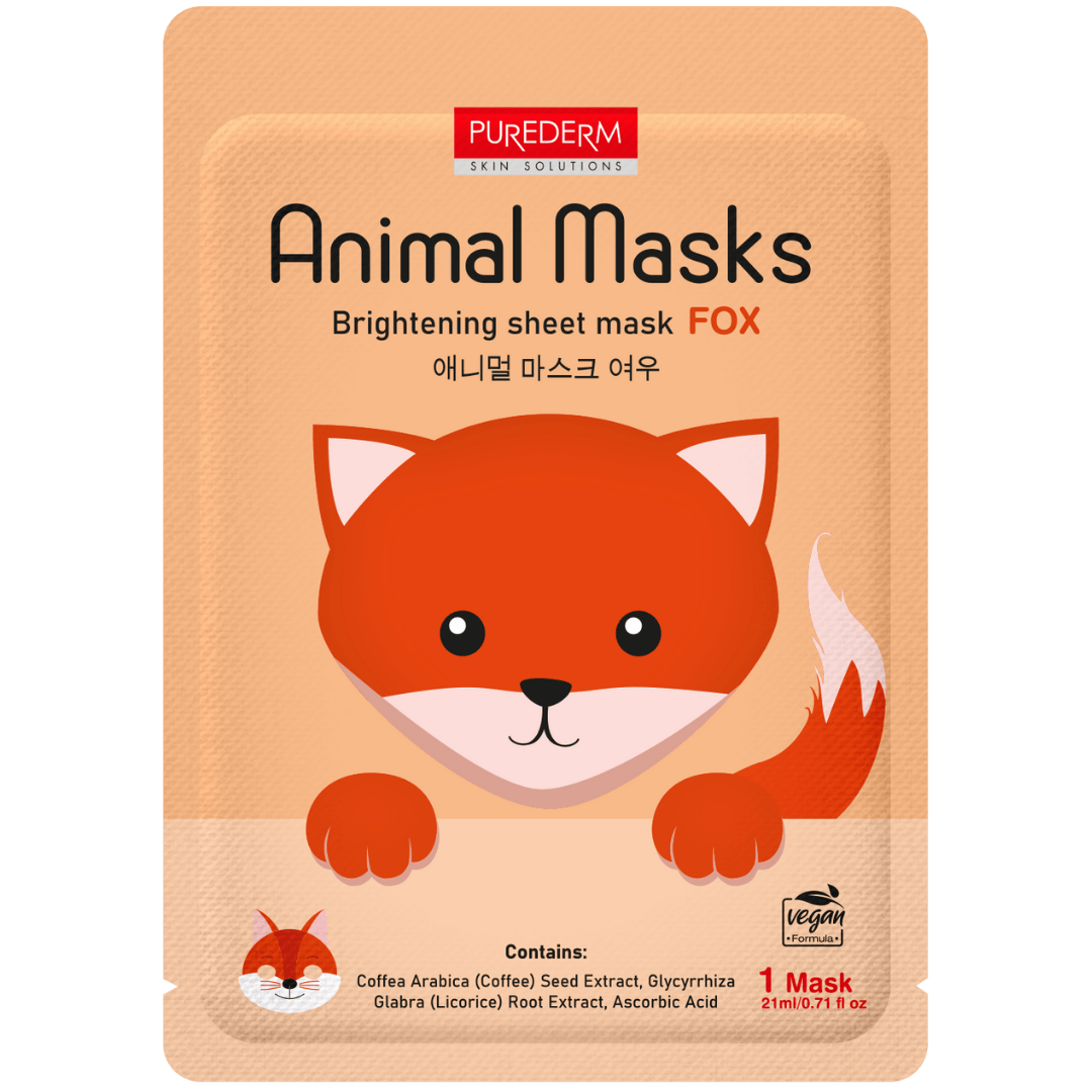 Purederm Animal Masks maseczka rozjaśniająca do twarzy, 1 szt.