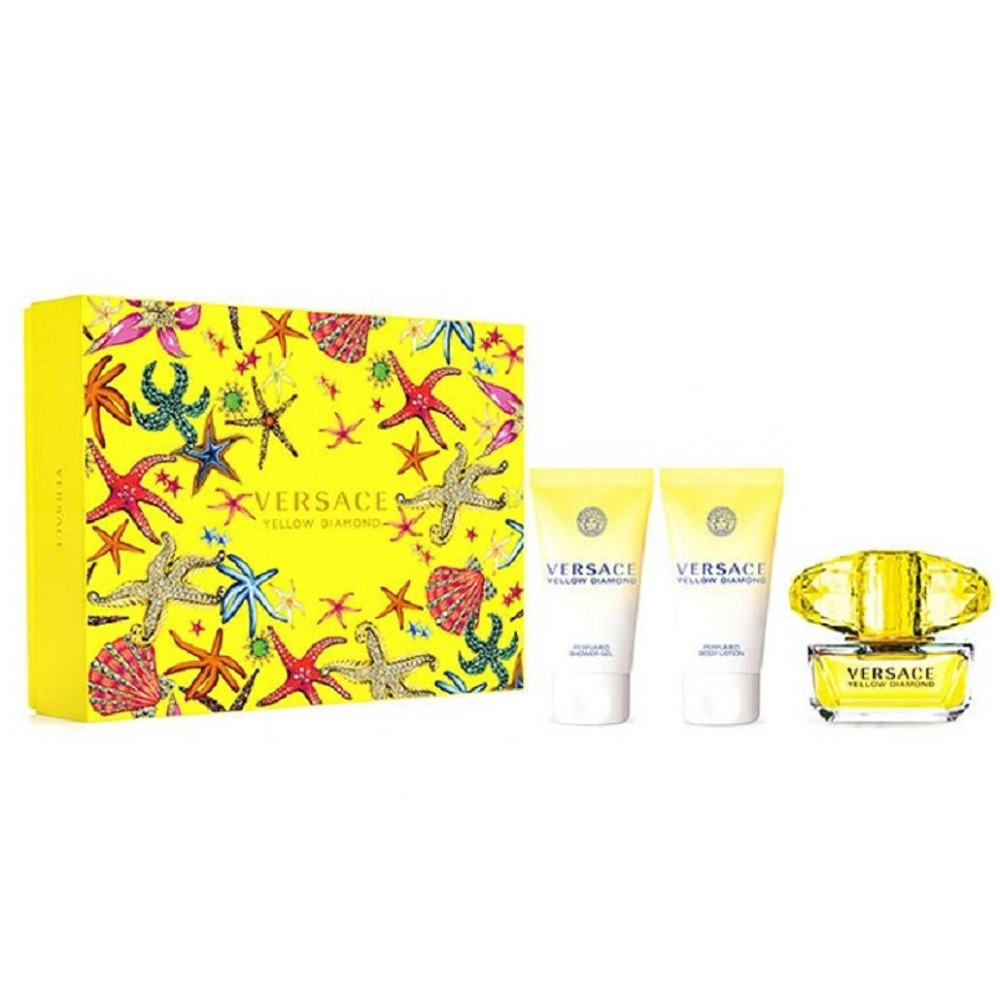 Versace Yellow Diamond zestaw: woda toaletowa damska, 50 ml + balsam do ciała, 50 ml + żel pod prysznic, 50 ml