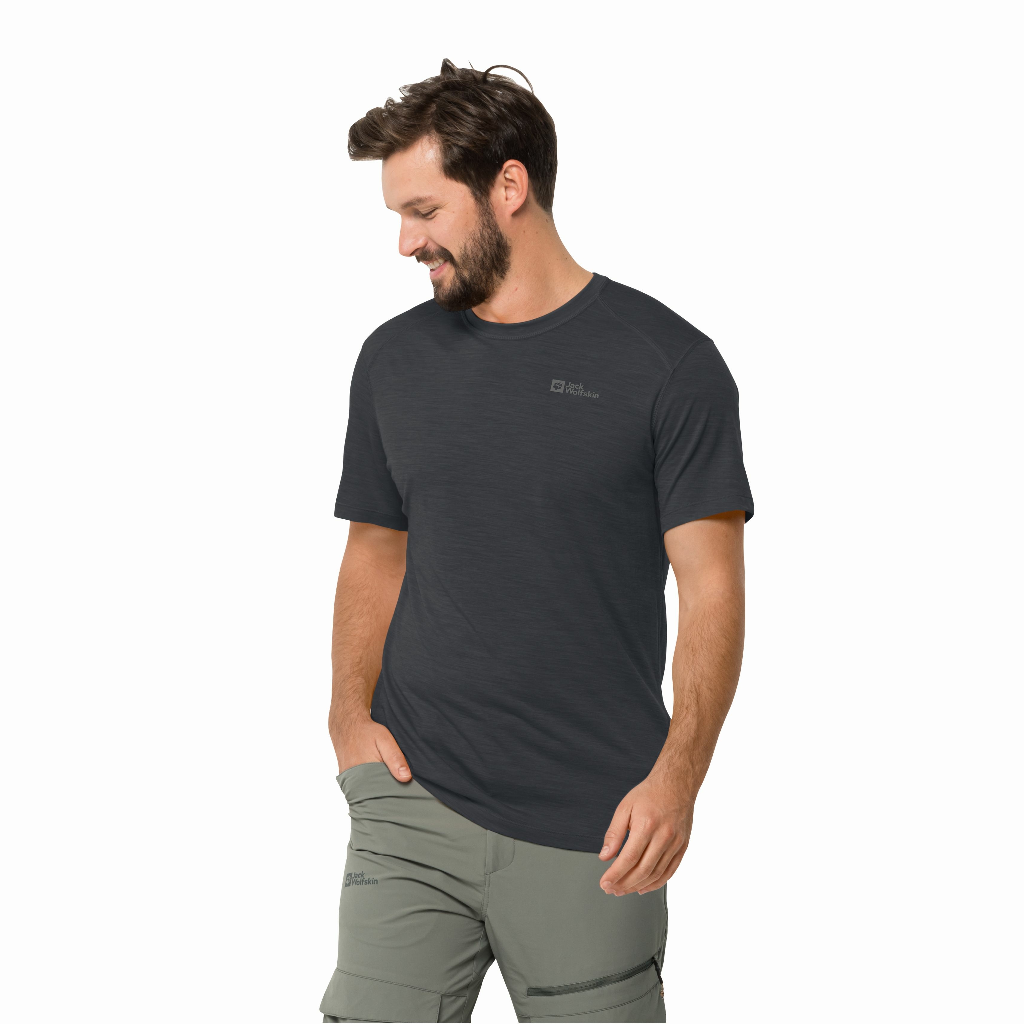 Koszulka męska Jack Wolfskin KAMMWEG S/S M phantom - XXL