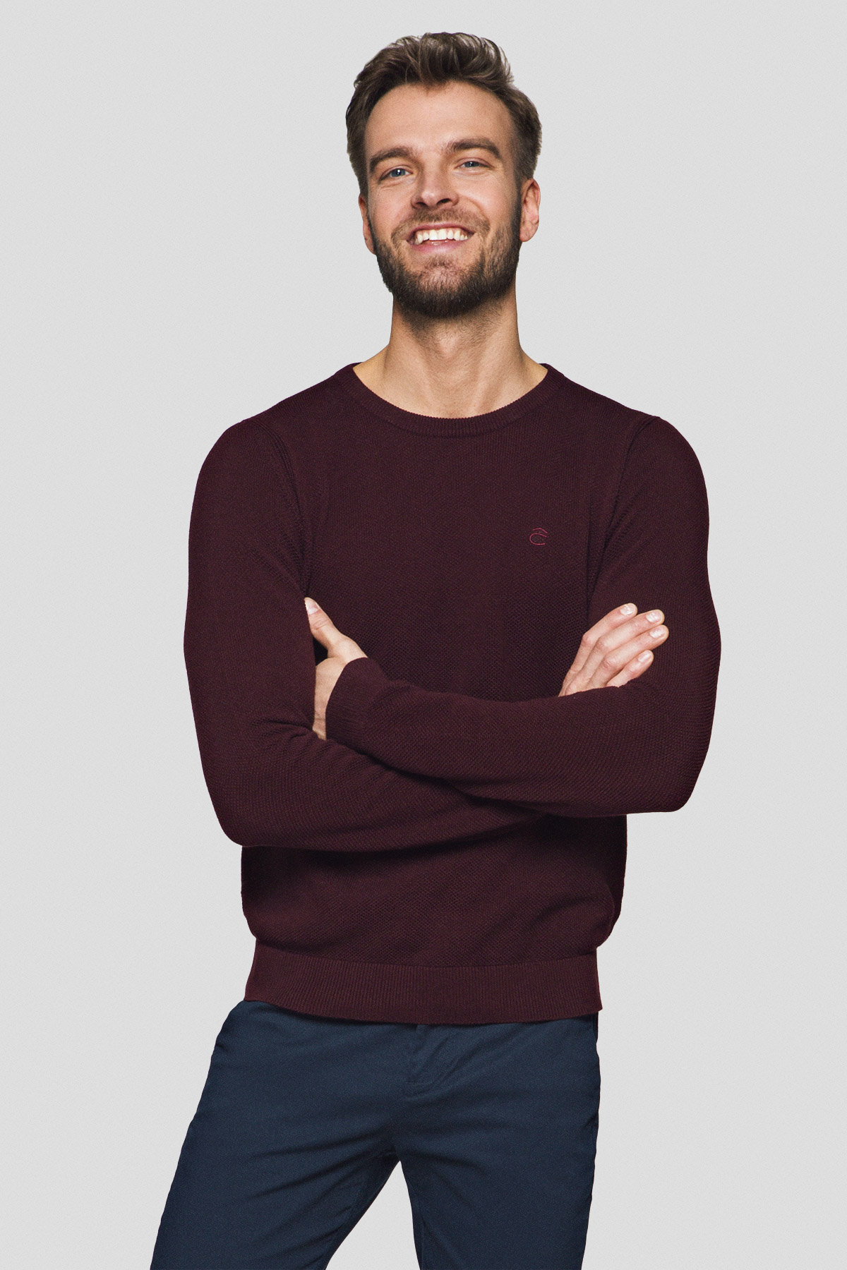 Lancerto Sweter Bordowy Bawełniany Zach