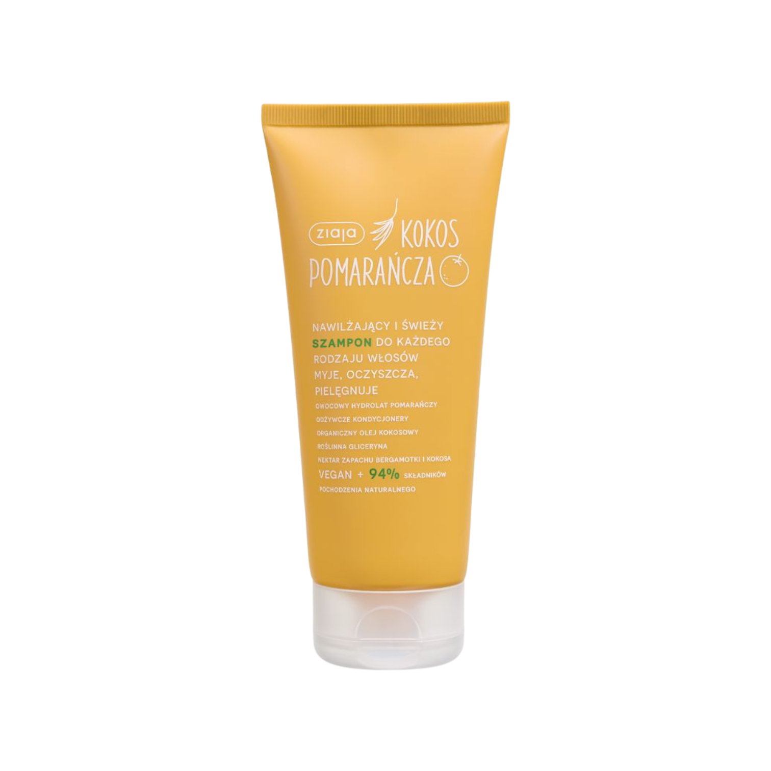 Ziaja Kokos Pomarańcza nawilżający szampon de-stress na bazie roślinnych substancji, 200 ml