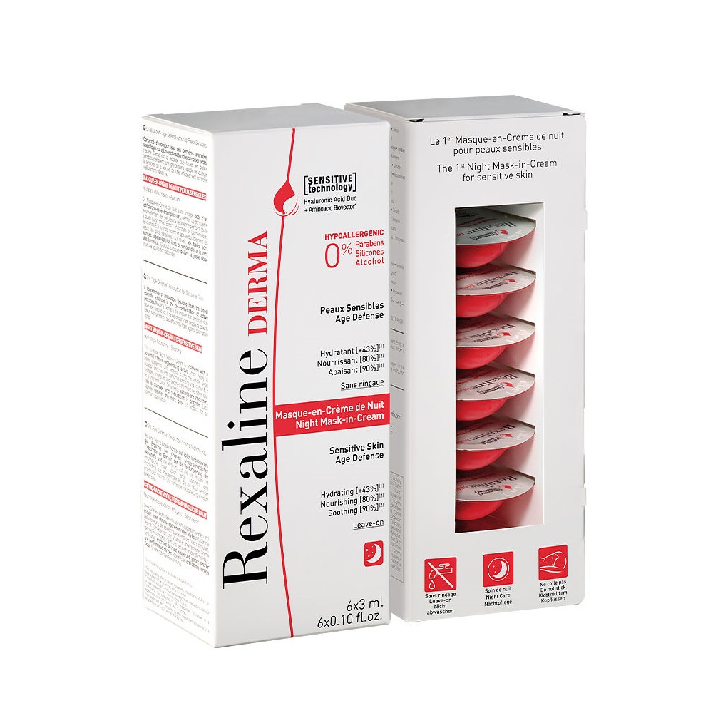 Rexaline Derma kojąco-odżywcza maska na noc w kremie, 6x3 ml