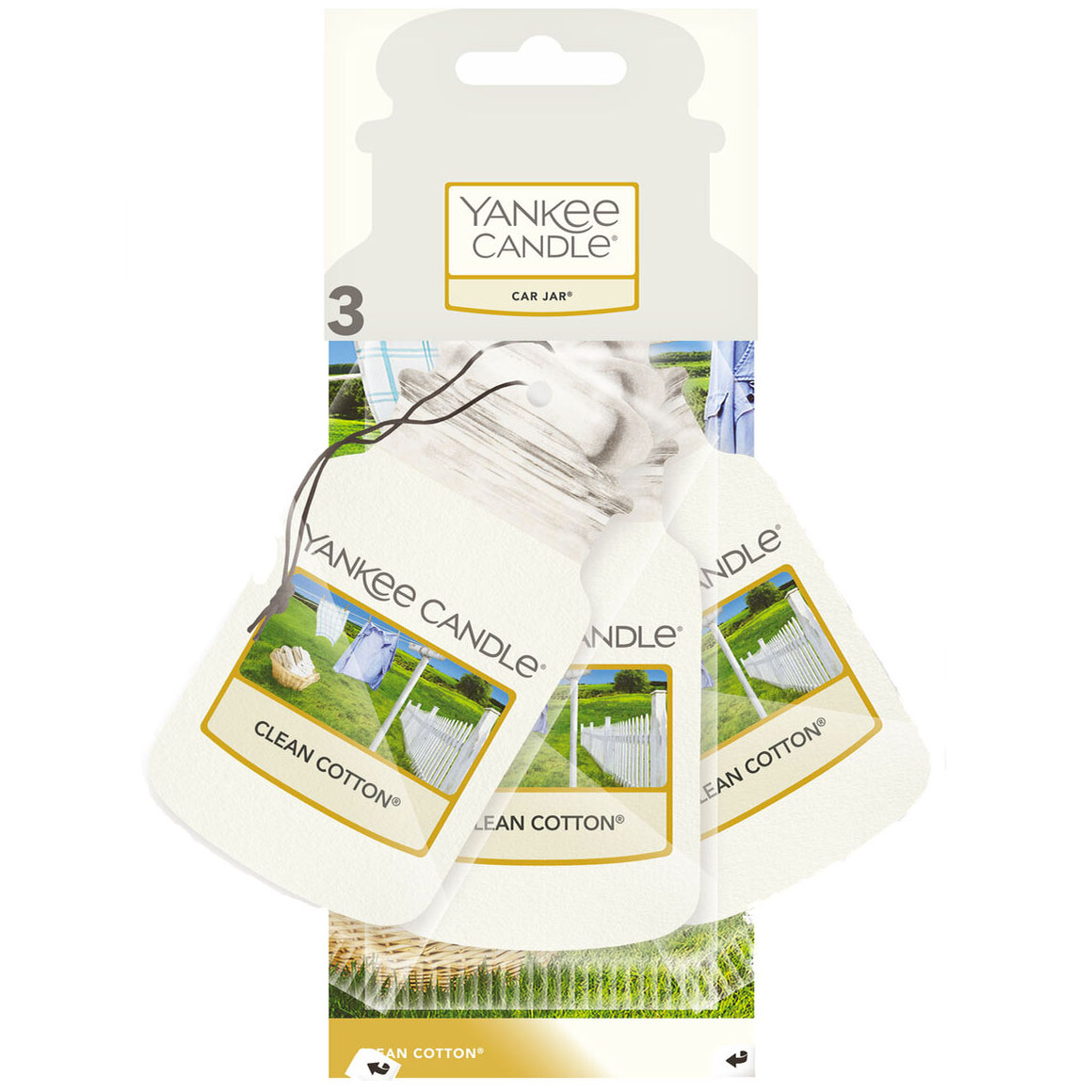 Yankee Candle Clean Cotton zapach samochodowy, 3 szt.