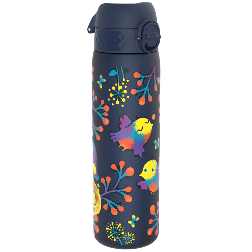 Ion8 bidon z ustnikiem BPA Free, Granatowy Ptaszki i kwiatki, poj. 500 ml, 1 szt.