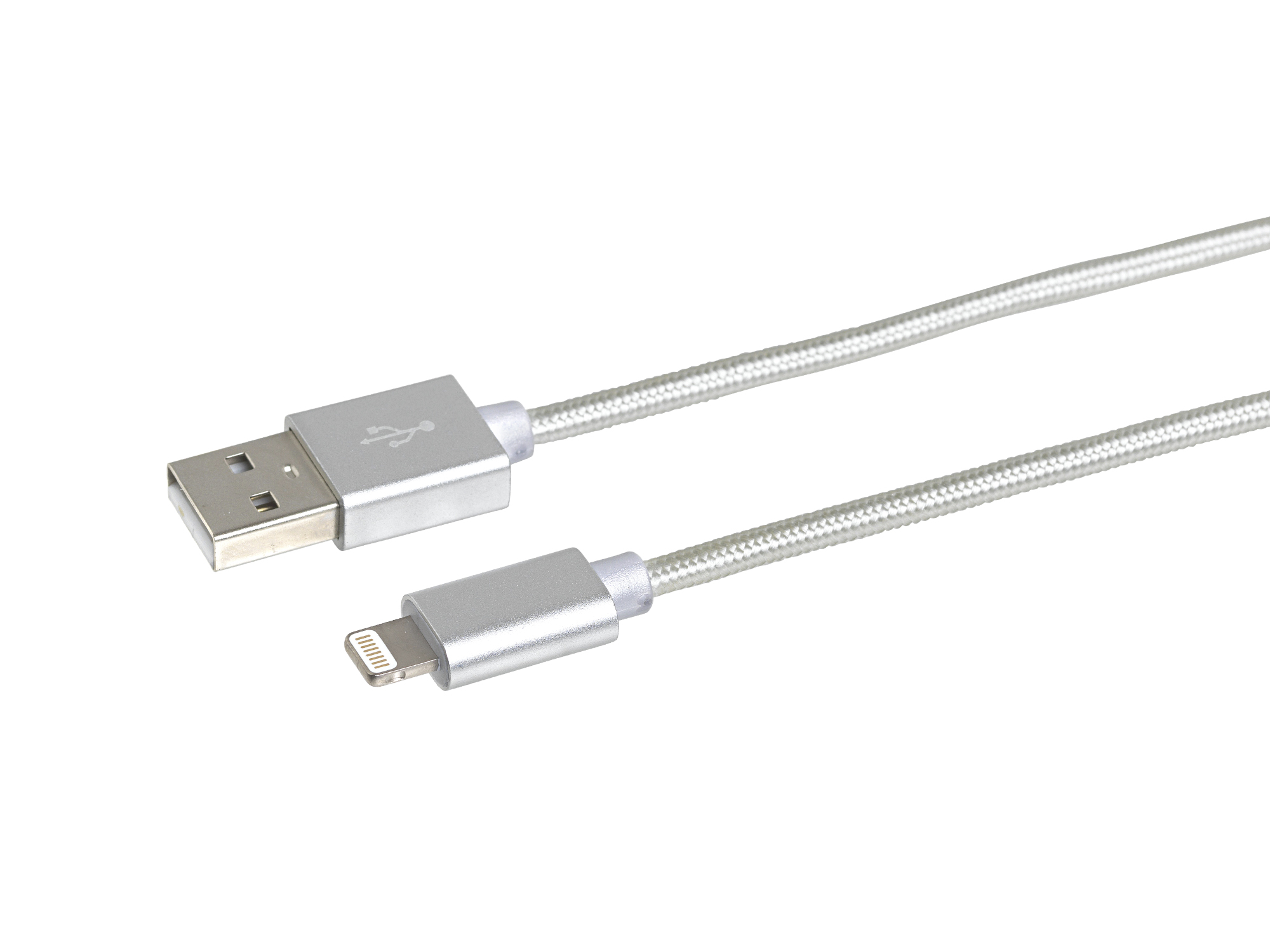 eStuff nylon Lightning Cable 2m Silver - Kabel Lightning