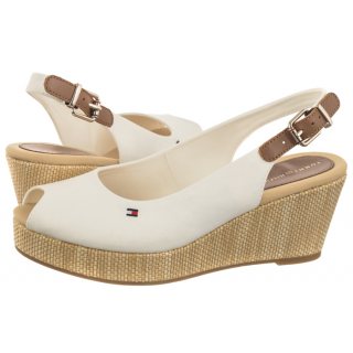 Koturny Tommy Hilfiger Iconic Elba Sling Back Wedge FW0FW04788 YBL Ecru