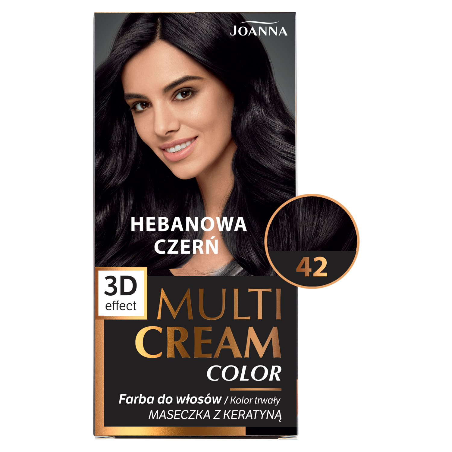 Joanna Multi Cream Color farba do włosów 42 hebanowa czerń, 1 opak.