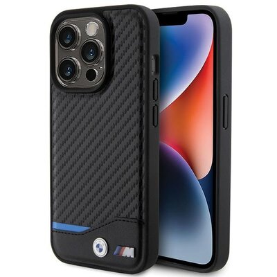 Etui BMW Leather Carbon do Apple iPhone 15 Pro Czarny