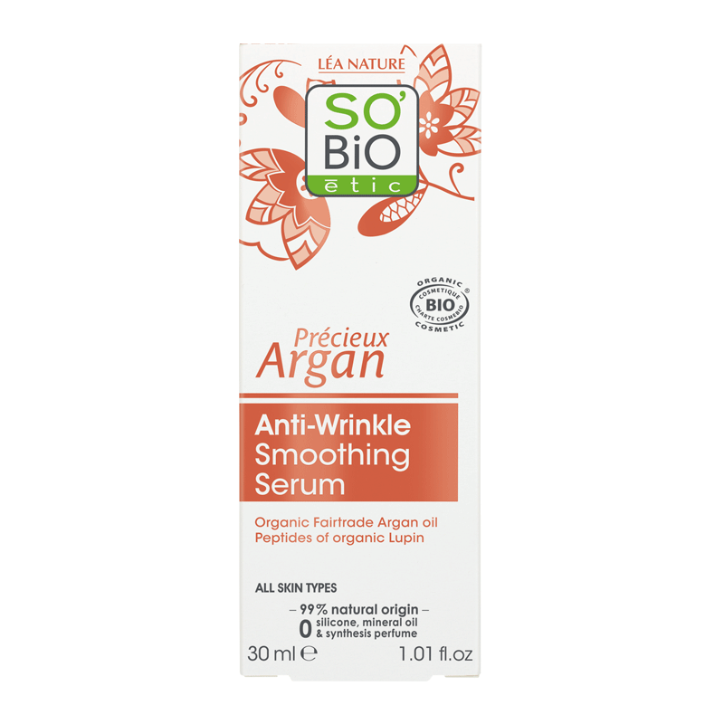 SO'BiO etic Precieux Argan przeciwzmarszczkowe serum do twarzy, olej arganowy i łubin, 30 ml