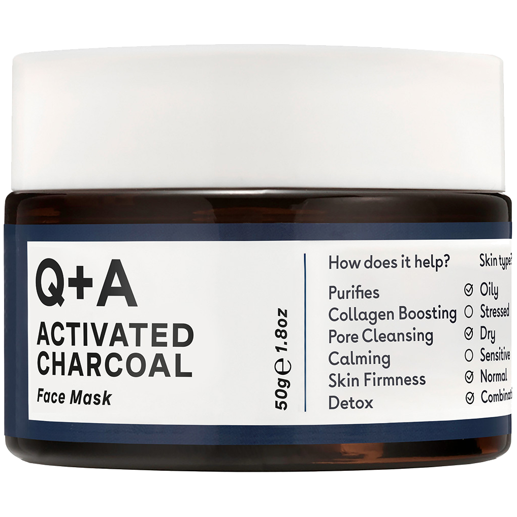 Q+A Activated Charcoal oczyszczająca maska do twarzy z węglem aktywnym, 50 ml