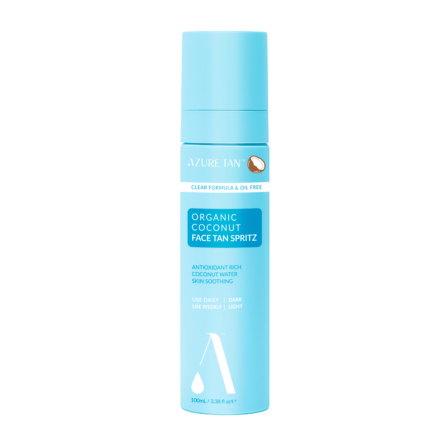 Azure Tan Organic Coconut stopniowo opalająca mgiełka do twarzy z wodą kokosową, 100 ml