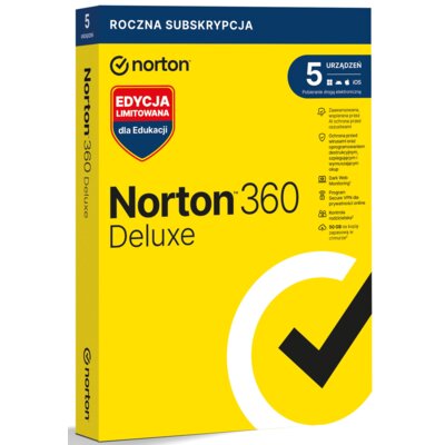 Antywirus NORTON 360 Deluxe 50GB 5 URZĄDZEŃ 1 ROK Kod aktywacyjny Edycja limitowana dla edukacji
