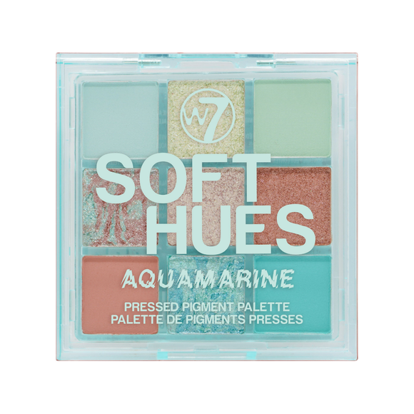 W7 Soft Hues paleta prasowanych pigmentów Aquamarine do powiek, 8,1 g