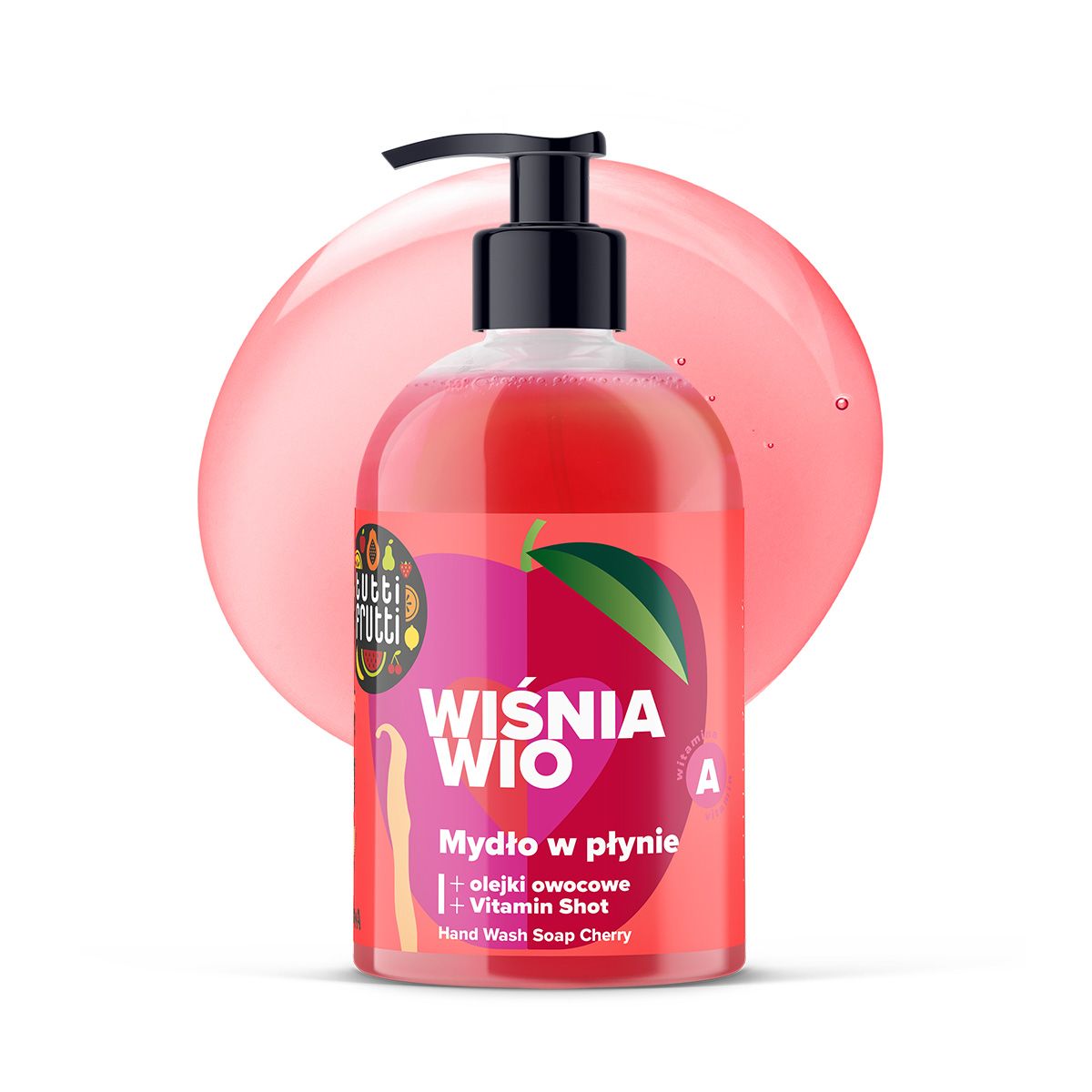Tutti Frutti Wiśnia Wio mydło w płynie z olejkami owocowymi i witaminą A, 500 ml