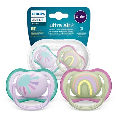 Smoczek PHILIPS Avent Ultra Air SCF085/59 0-6 m Wielokolorowy (2 sztuki)