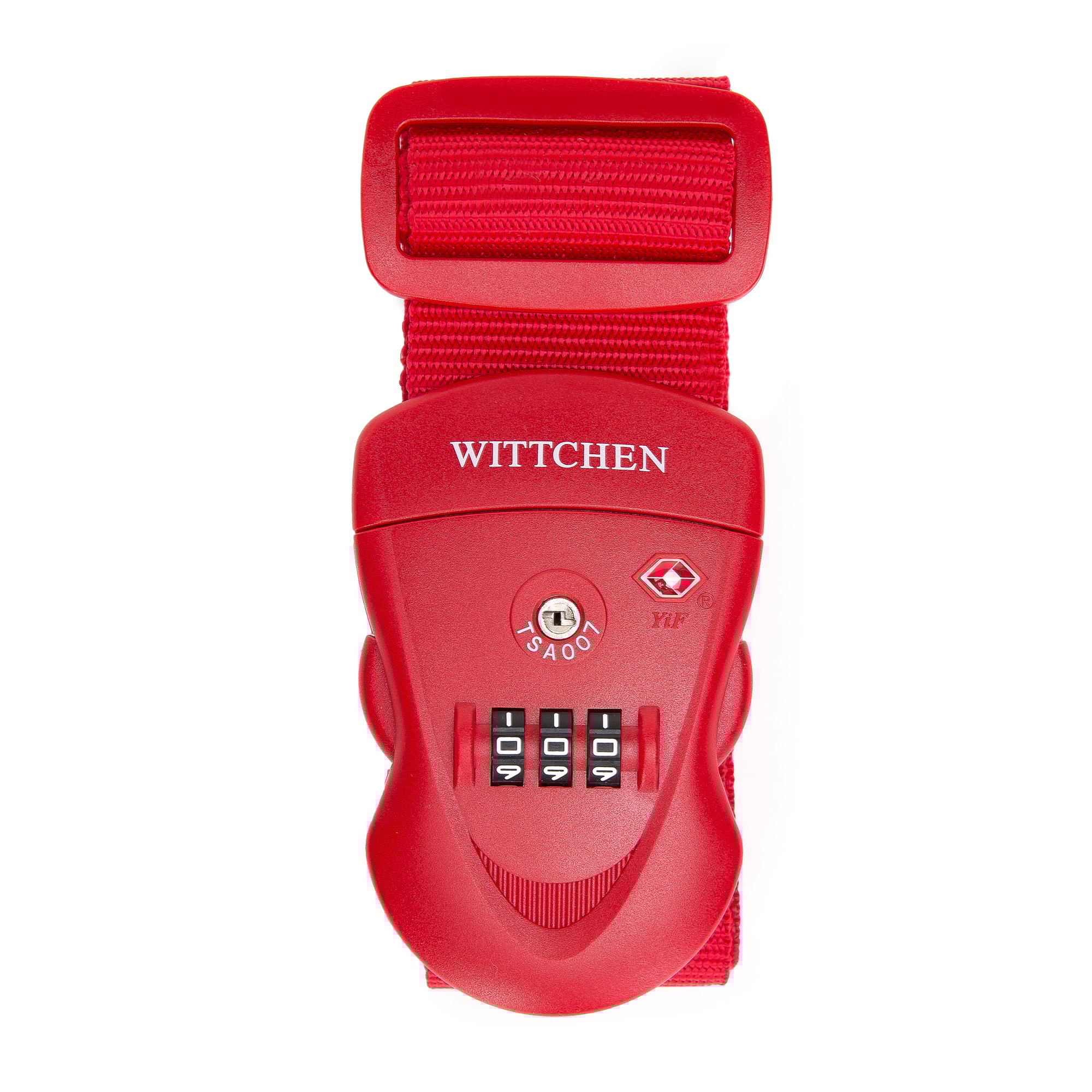 WITTCHEN Pas zabezpieczający z zamkiem czerwony poliester