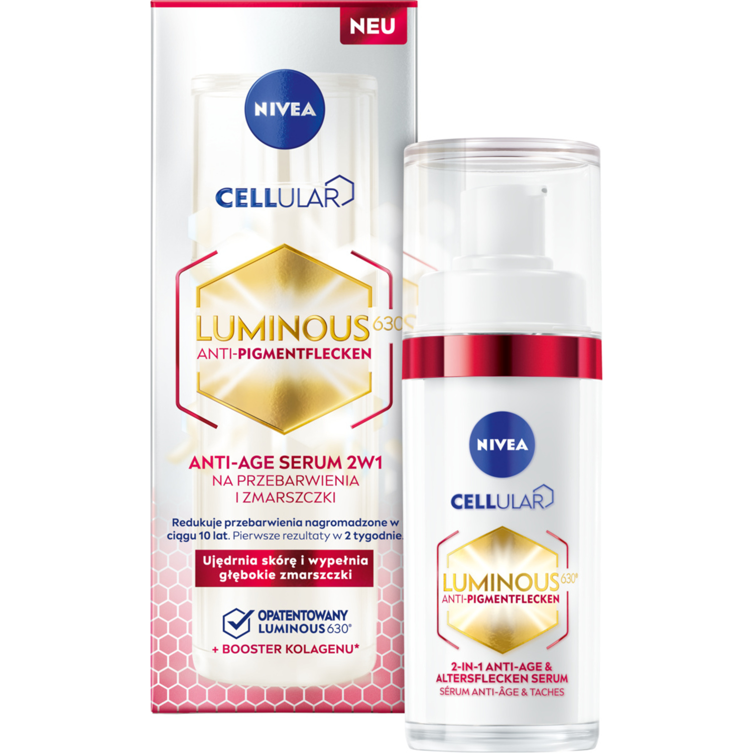 Nivea Cellular Luminous anti-age serum 2w1 na przebarwienia i zmarszczki do twarzy, 30 ml
