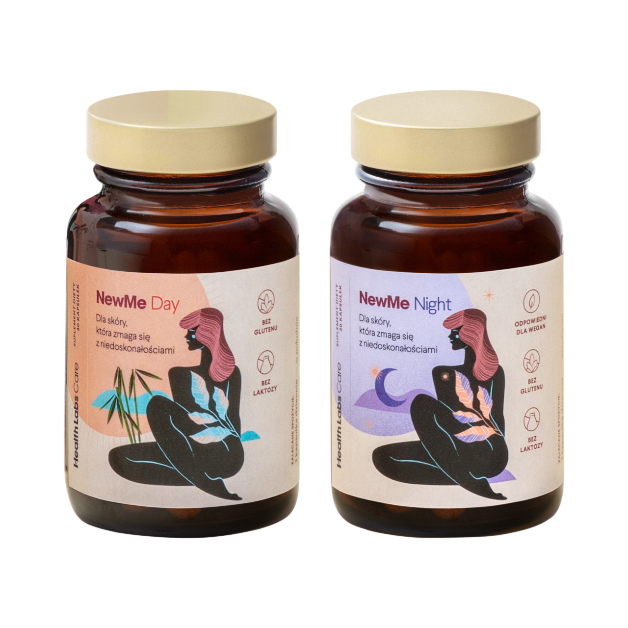 Health Labs Care NewMe suplement diety witaminy i minerały na włosy skórę i paznokcie Day+Night, 2x30 kaps./1 opak.