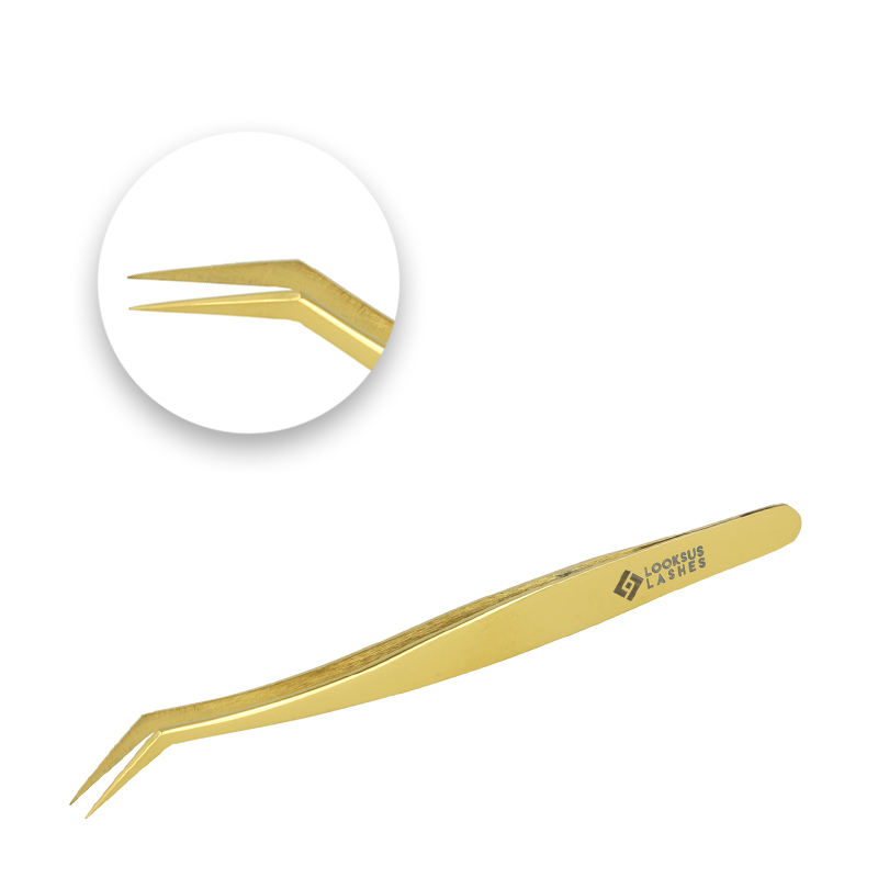 Looksus Lashes Gold Premium pęseta do przedłużania rzęs 2, 1 opak.