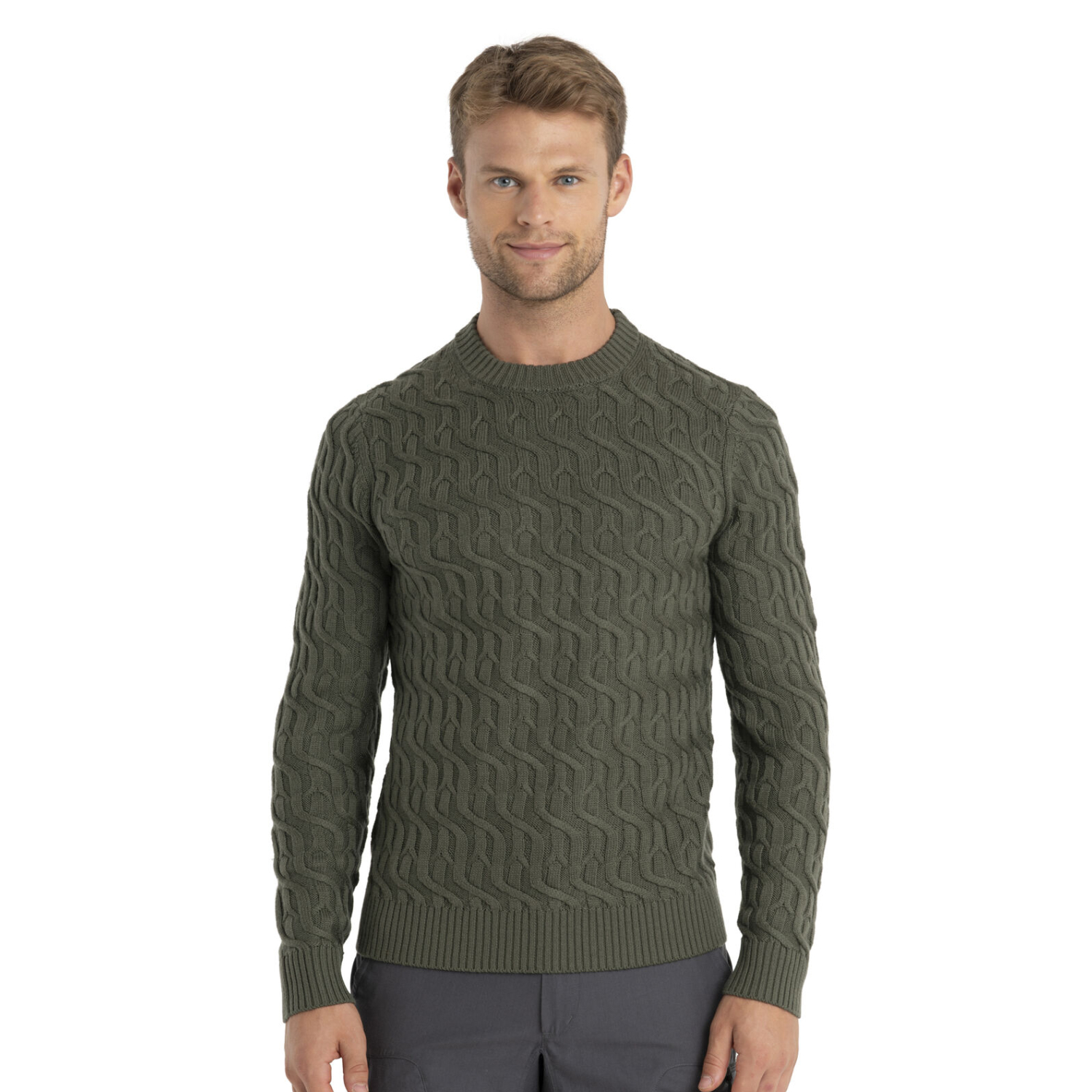 Męski sweter Icebreaker Merino Cable Knit Crewe Sweater loden - L