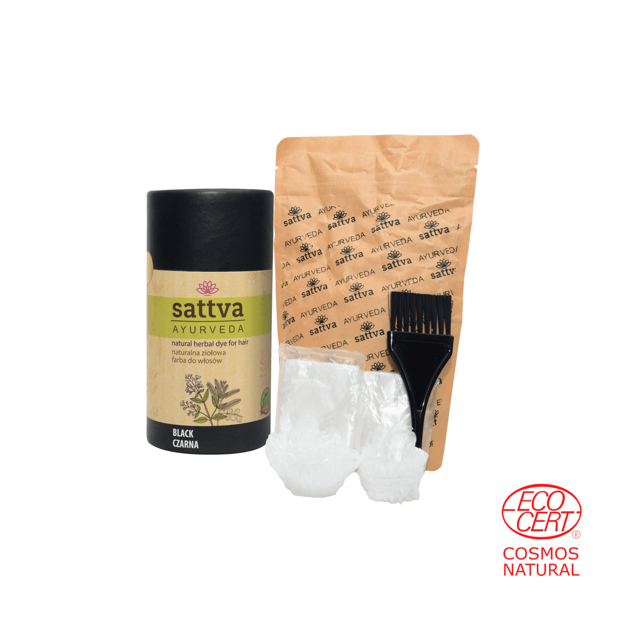 Sattva Ayurveda naturalna ziołowa farba do włosów czarna, 150 g