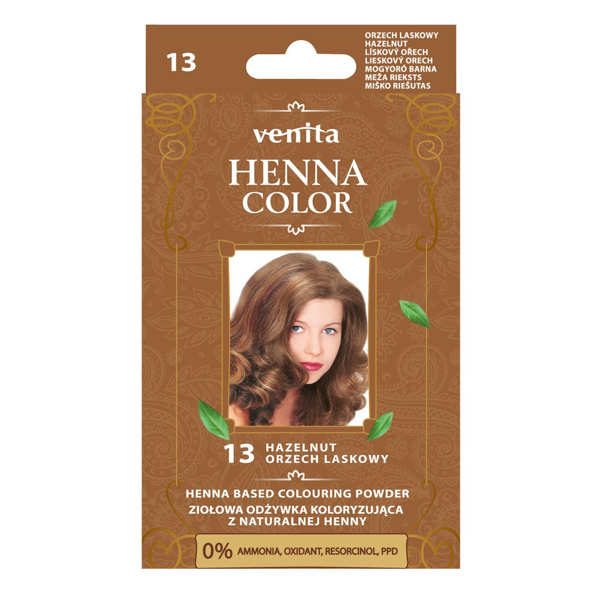 Venita Henna Color ziołowa odżywka koloryzująca z henną do włosów 13 orzech laskowy, 25 g