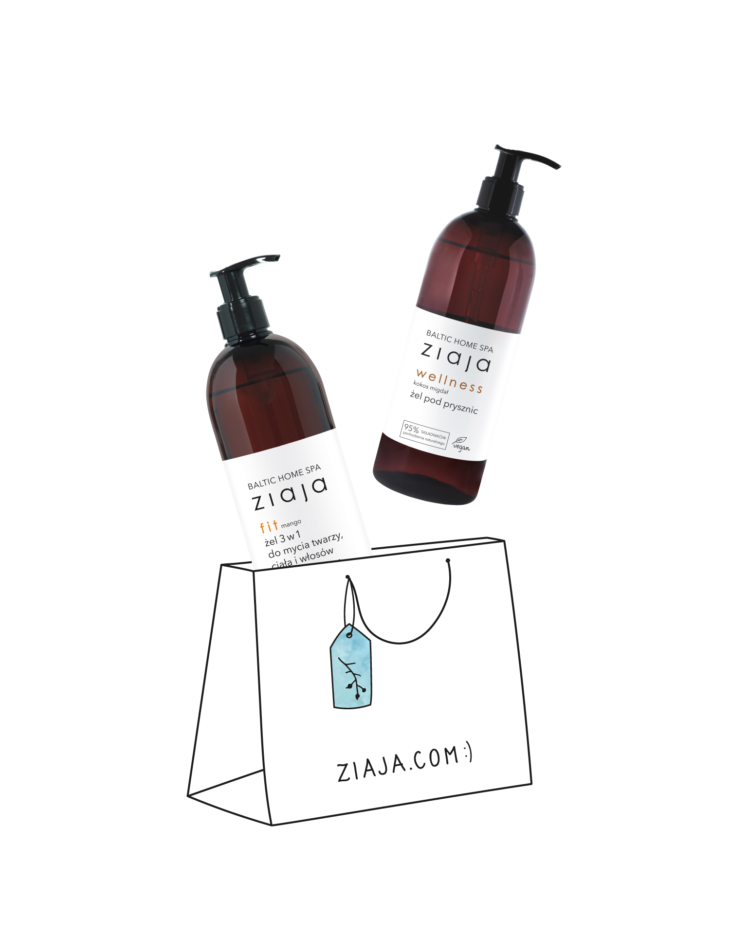 duet baltic home spa wellness żel pod prysznic + baltic home spa fit żel 3 w 1 do mycia twarzy, ciała i włosów Ziaja