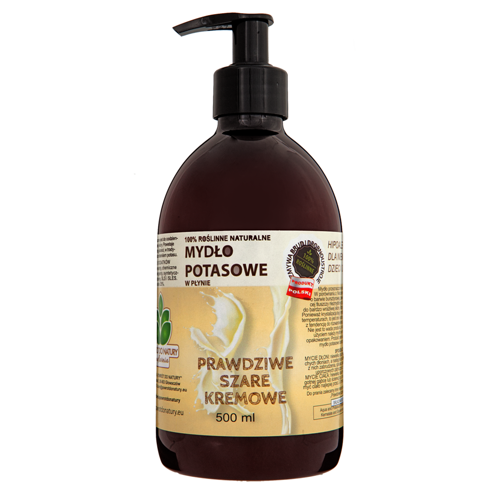 Powrót do natury Prawdziwe szare 100% roślinne naturalne mydło potasowe w płynie „prawdziwe szare” kremowe hipoalergiczne, 500 ml