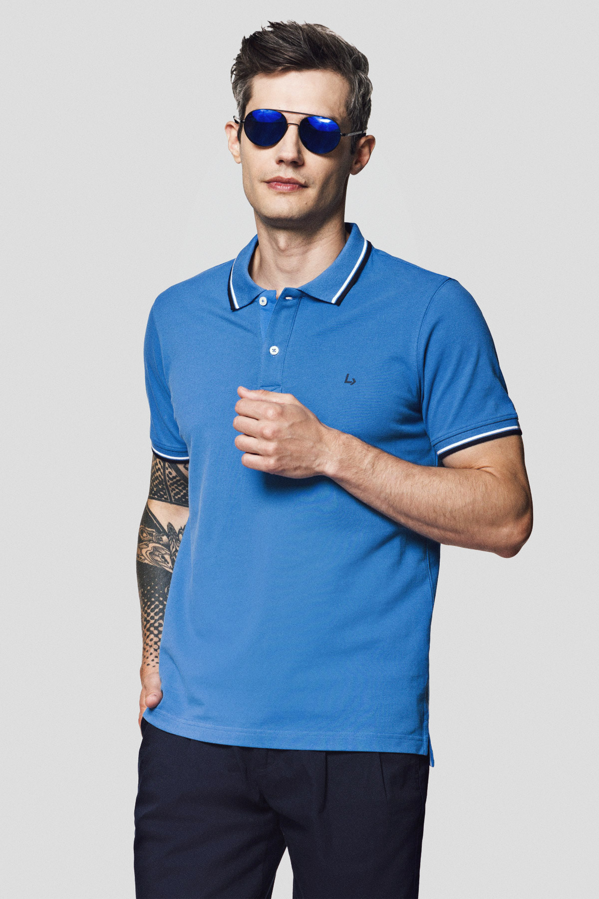 Lancerto Koszulka Polo Bawełniana Niebieska Adrian