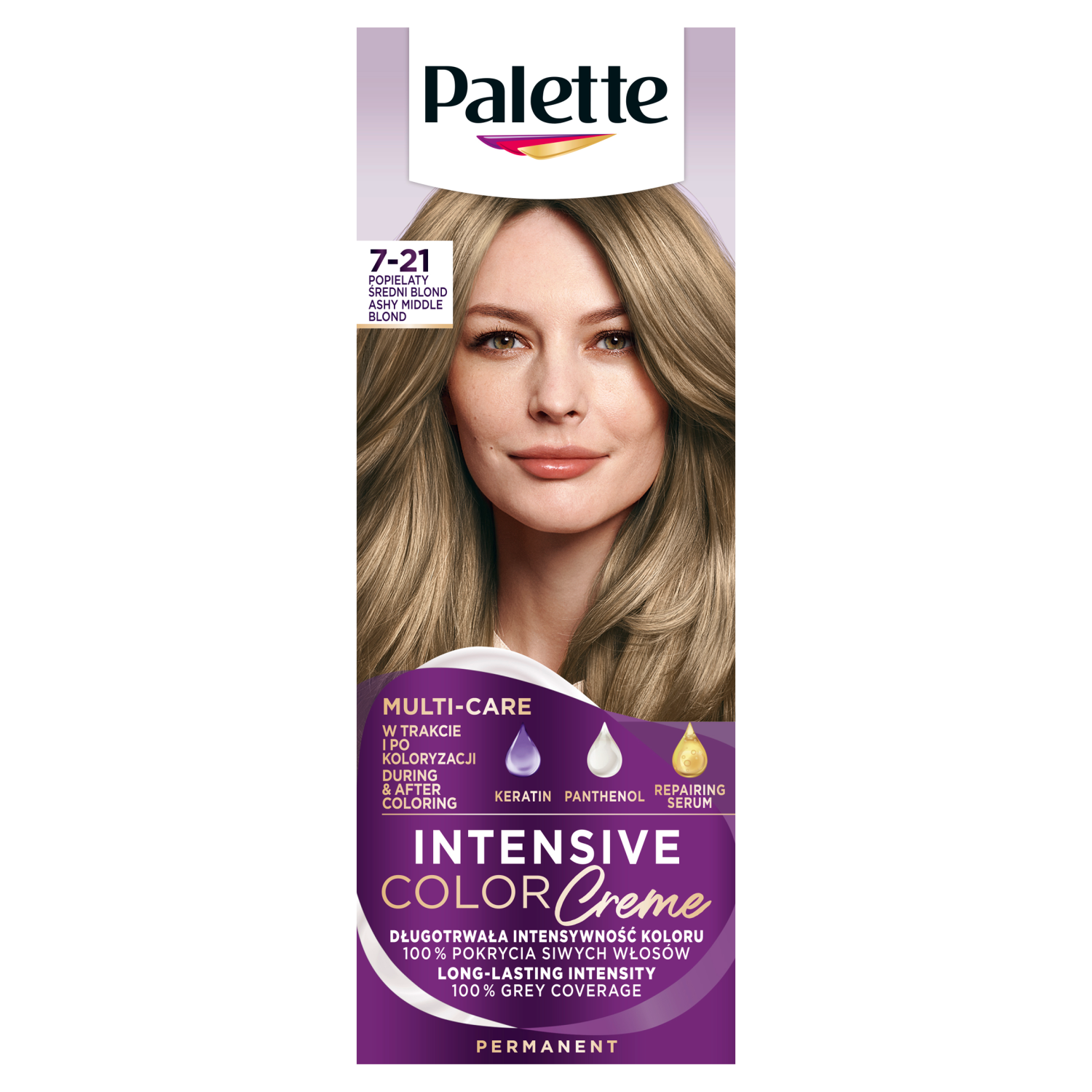 Palette Intensive Color Creme farba do włosów 7-21 popielaty średni blond, 1 opak.