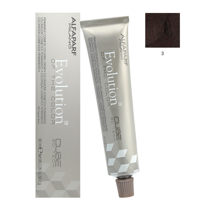 Alfaparf Evolution of the Color Cube trwała farba do włosów 3 ciemny naturalny brąz, 60 ml