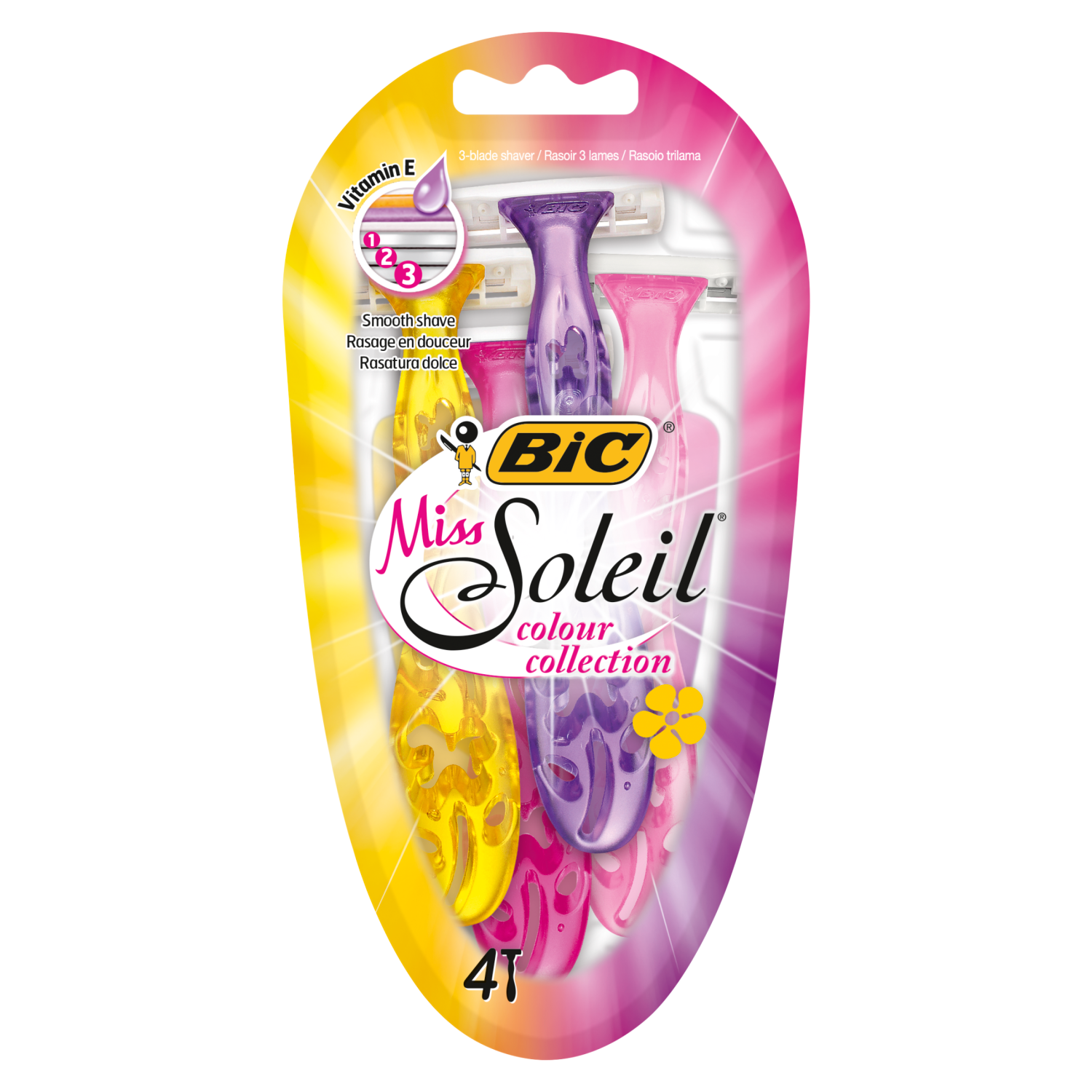 BIC Miss Soleil Colour Collection maszynka do golenia damska, 4 szt./1 opak.