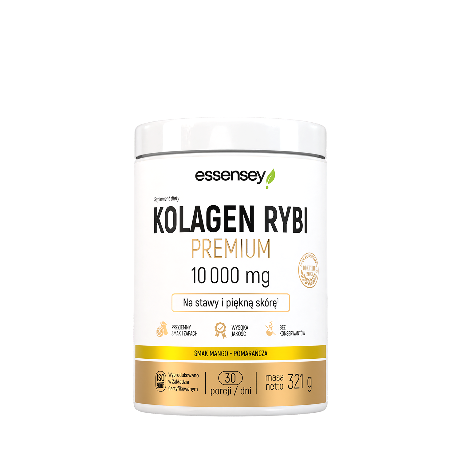 Essensey Kolagen Rybi Premium 10 000 mg suplement diety o smaku mango-pomarańcza, 321 g