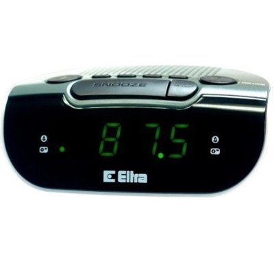 Radiobudzik ELTRA Zebu 06 Czaro-biały, Tuner FM, Wyświetlacz LED, Funkcja automatycznego wyłączania, Zasilanie sieciowe
